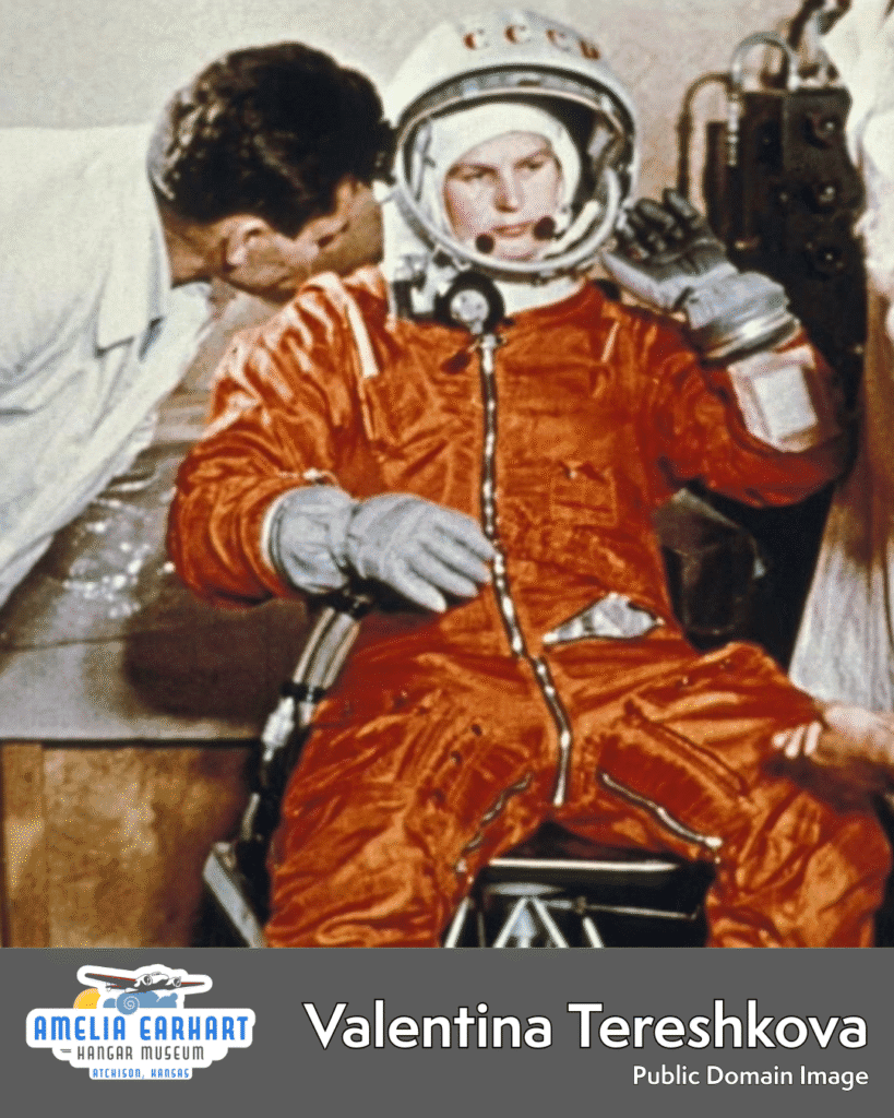Valentina Tereshkova in orange space suit