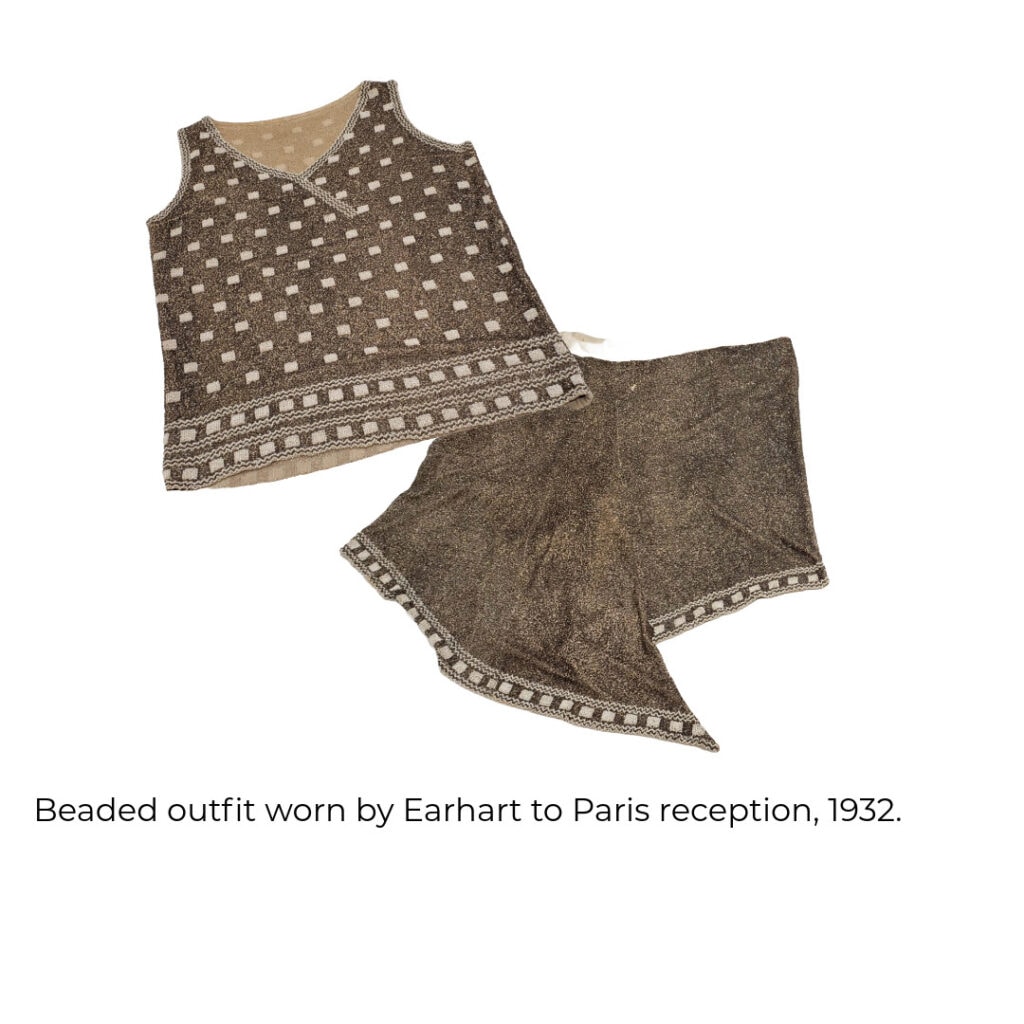 Beaded outfit worn by Amelia Earhart to a Paris, France reception, 1932.